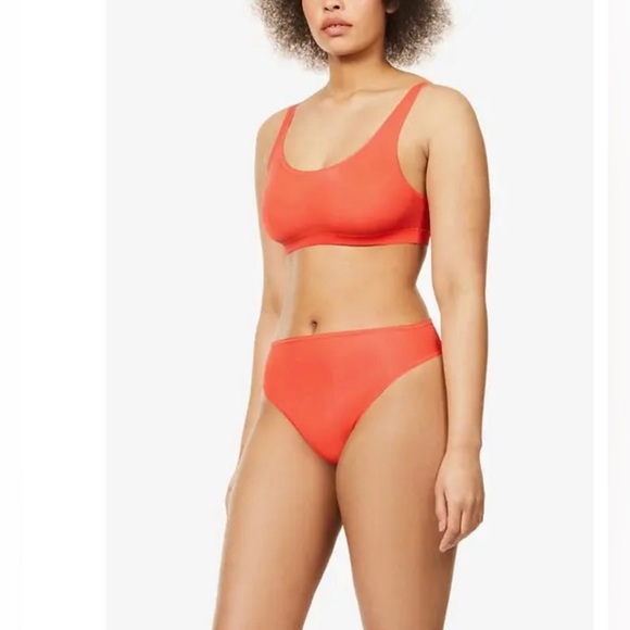 SKIMS Poppy Red Jelly Sheer Scoop-Neck Stretch-Woven Bra NWT size small - Picture 15 of 16